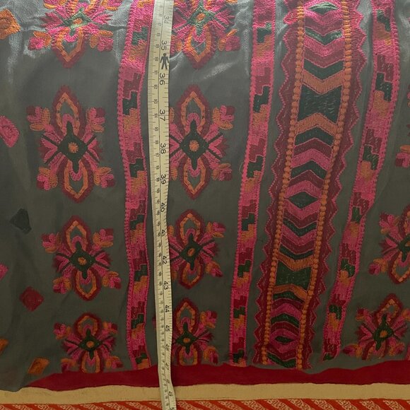 3 piece salwar kameez set in gray with vibrant embroidery - Picture 10 of 16